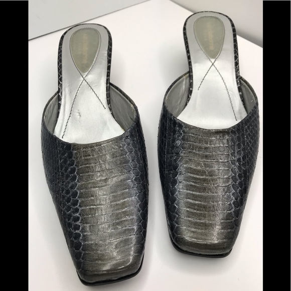 LIZ CLAIBORNE Flex Zone Reptile Print Leather Mules  7m - Picture 1 of 7